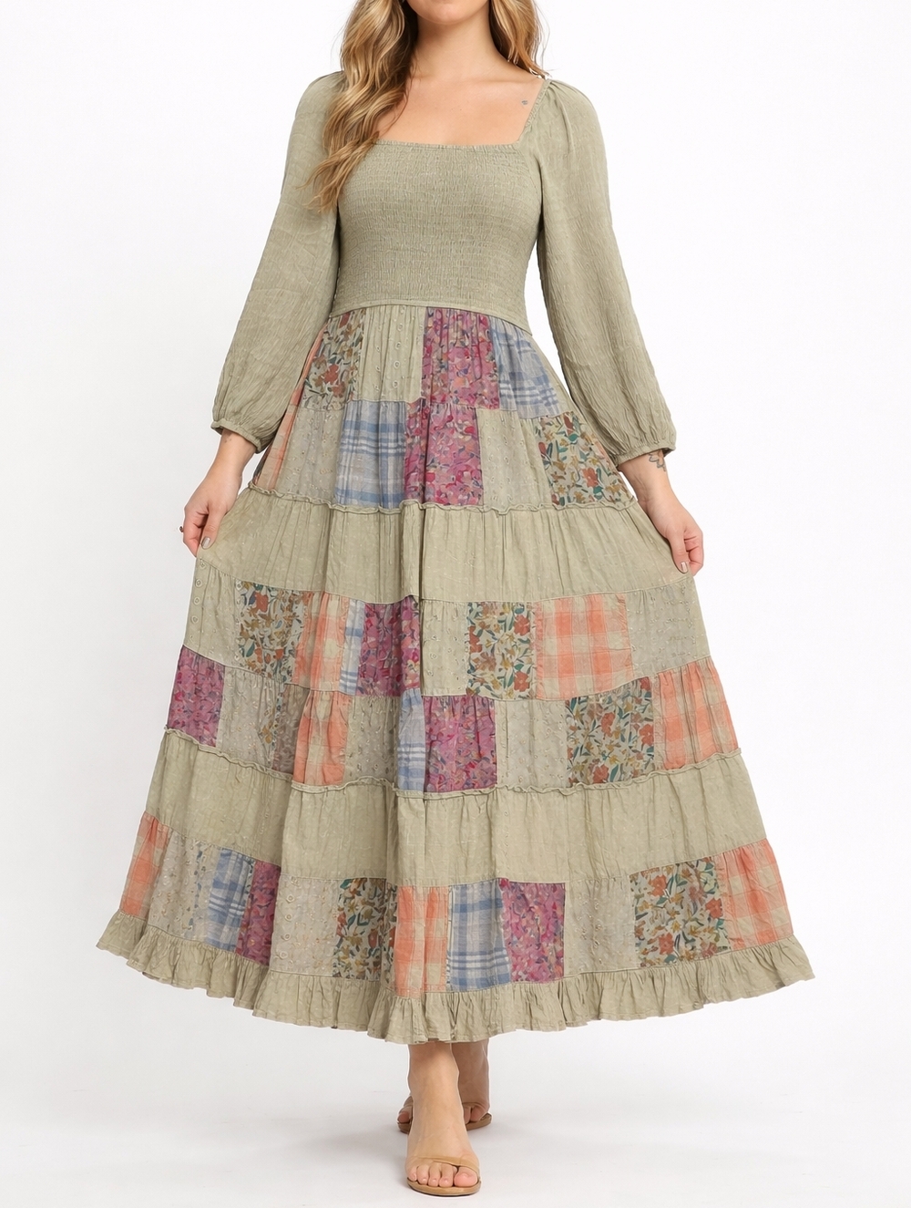 Young Threads Patchwork Maxi Dress | Boho Cottagecore Dream - Picture 1 of 11